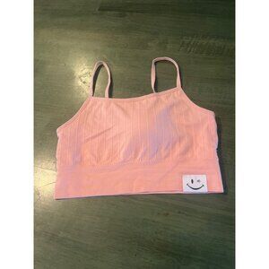 Joe Boxer Womens Pink Ribbed Bralette With Smiley Patch Size L/G